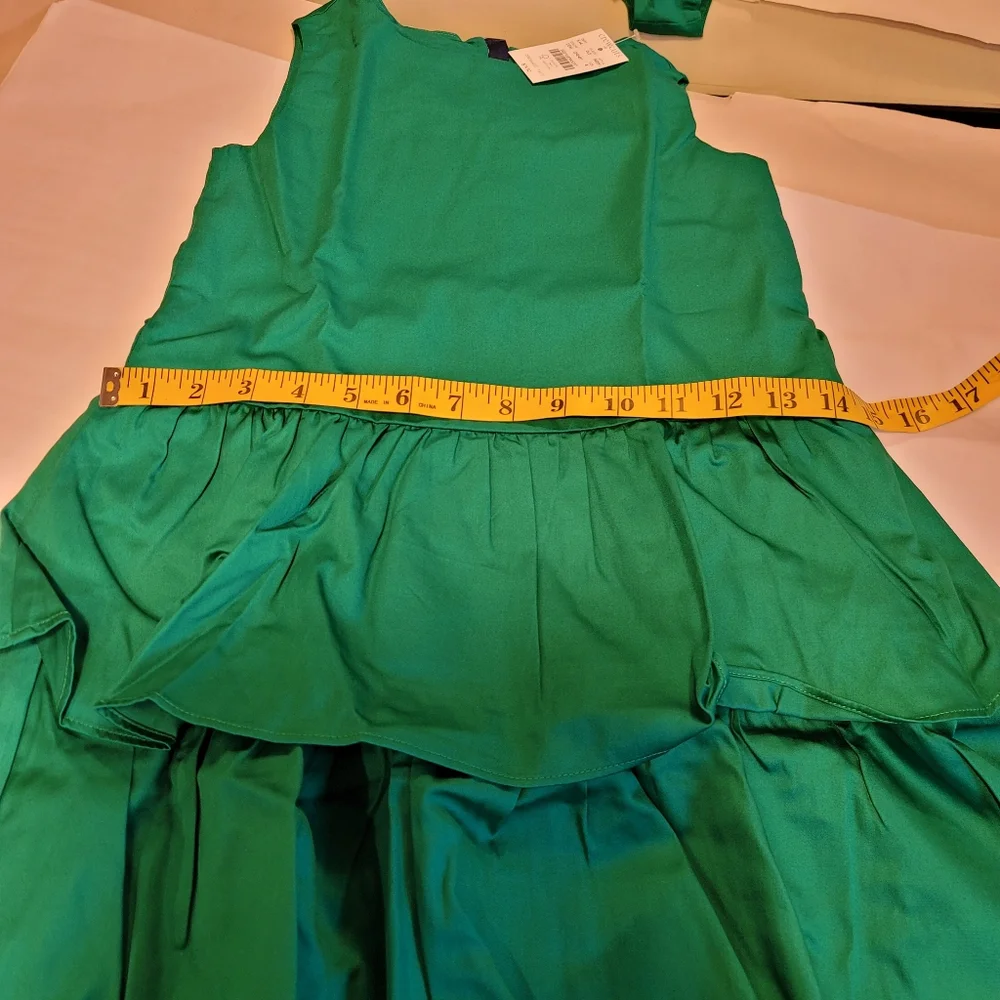 New! J Crew sz 4 Crewcuts Girls' Emerald Green Sateen Tiered Dress NWT